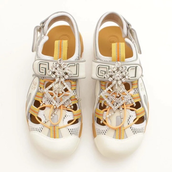 Gucci Shoes - Gucci Tinsel Crystal Embellished sport sandals 37.5